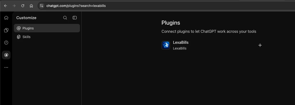 LexaBills app listing in ChatGPT