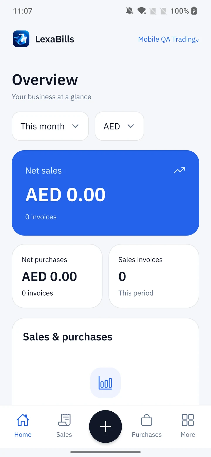 LexaBills Android app with demonstration data